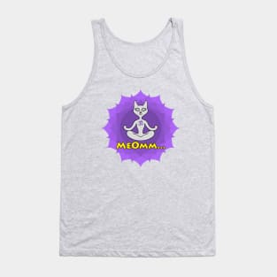 Meditating Cat, mandala and Meomm Sign for yoga Tank Top